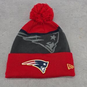 New Era New England Patriots Knit Pom Pom‎ Beanie Hat Red Gray Color One Size